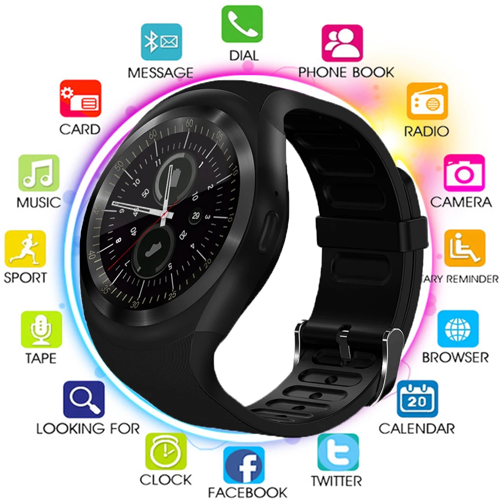 

Fashion Smart Watchs Round Support Nano SIM &TF Card with Whatsapp and Facebook Men Women Business Smartwatch for Android Phone