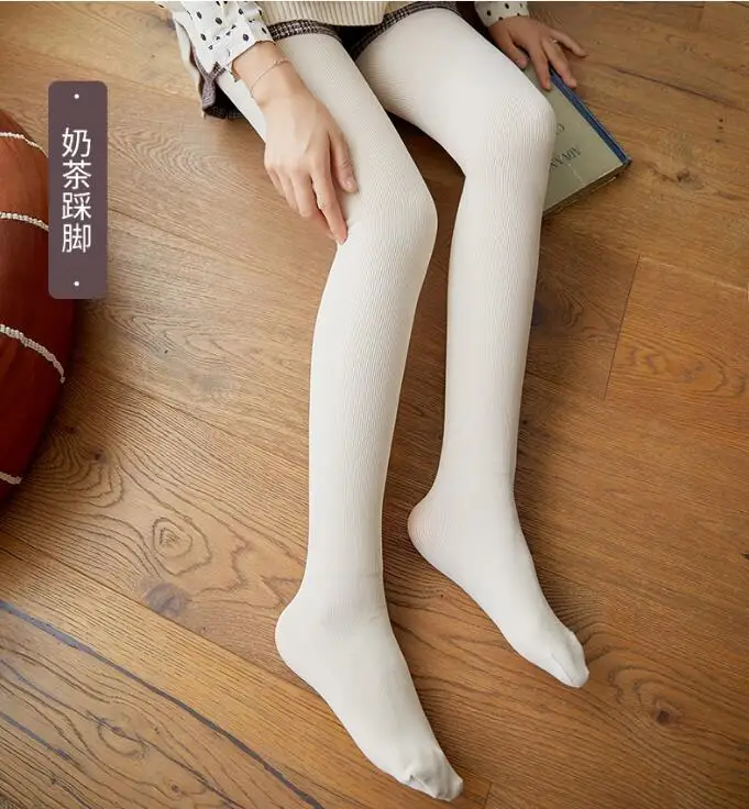 Mlik tea color 2 Осень-зима, женские колготки, эластичные сексуальные чулки для девочек, плотные нейлоновые колготки с вертикальной полосой, теплые колготки B413 - Цвет: Mlik tea color 2