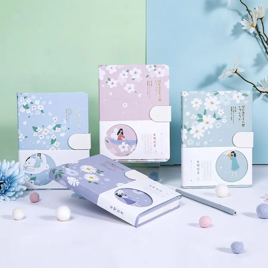 

112 Sheets Pretty Floral Diary Notebook Journals Bullet Agenda Planner DIY Sketch Book Kawaii School Stationery