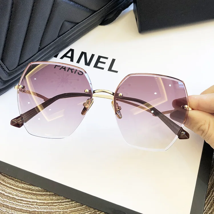 Fashion Rimless Sunglasses For Women Big Luxury Brand Designer UV400 Glasses Female Gradient Shades Women's accessories