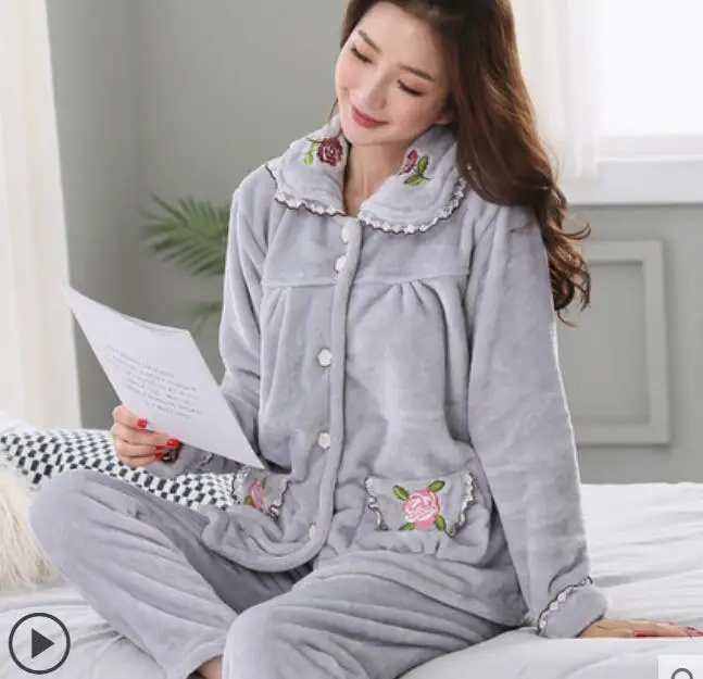 picture color 6XL Зимний пижамный комплект, женская пижама, теплая Фланелевая пижама с длинными рукавами, розовая Милая Домашняя одежда с животными, толстый домашний костюм - Цвет: picture color 6XL