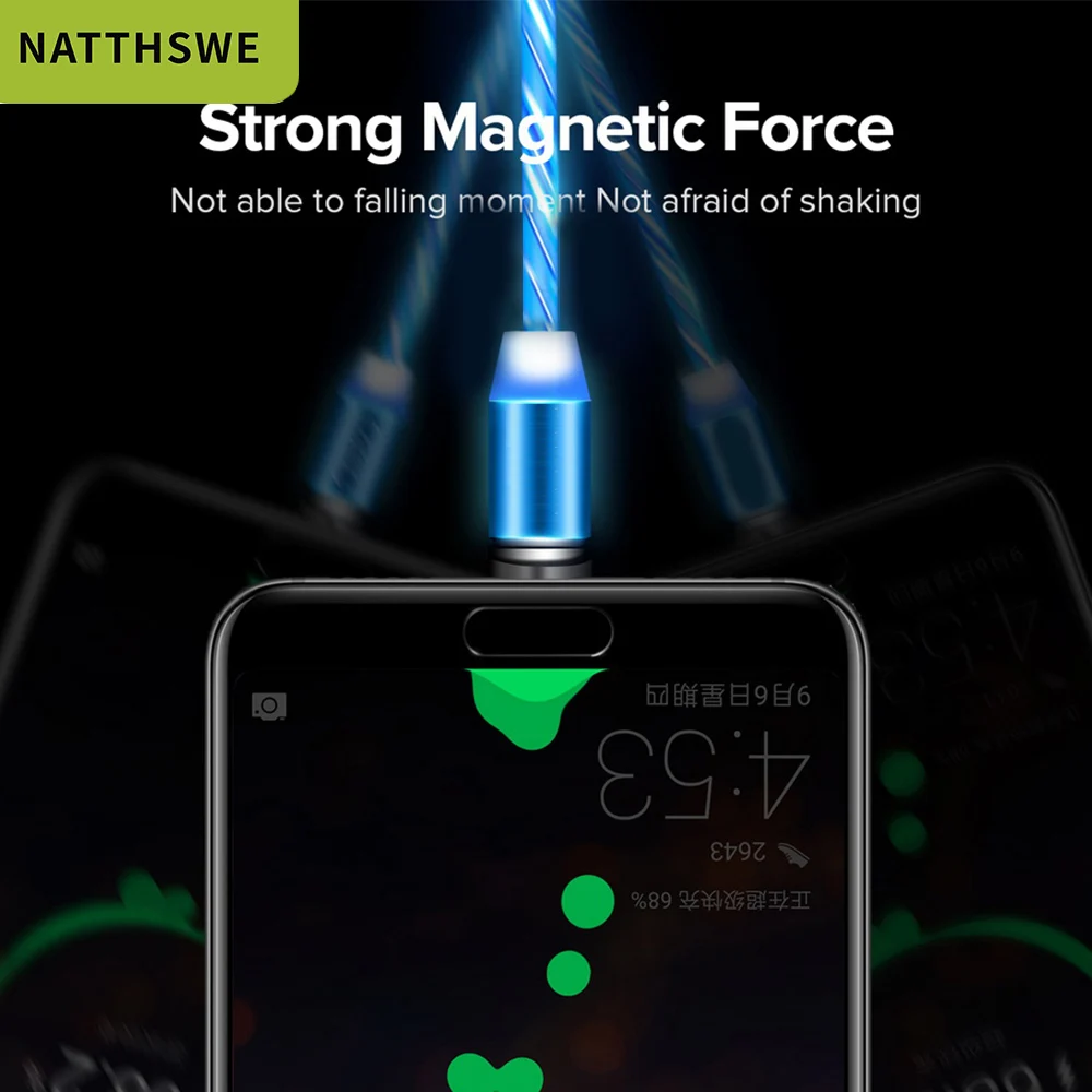Магнитный usb-кабель NATTHSWE для iPhone XR X 7 8, зарядное устройство Micro type C для быстрой зарядки, магнитный USB-C