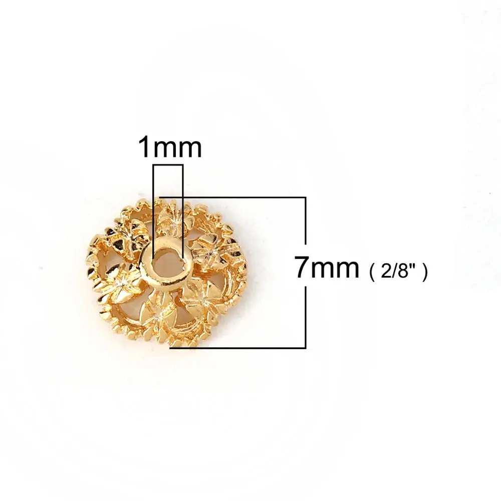 DoreenBeads медные бусины шапки цветок Золото Серебро Цвет ювелирные изделия амулеты «сделай сам»(подходит Размер бусин: 8 мм диаметр.) 7 мм x 7 мм, 10 шт - Цвет: 1