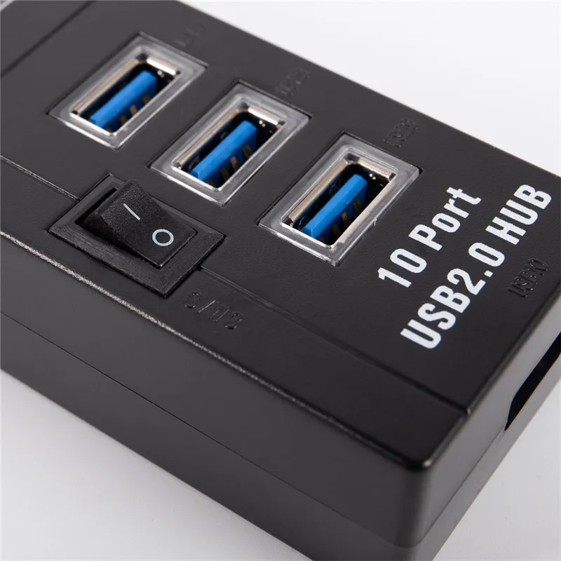 CARPRIE 10 портов USB2.0 концентратор смарт-порт для зарядки 3 отдельные переключатели вкл/выкл высокоскоростной USB концентратор переходник разветвитель для ПК ноутбука