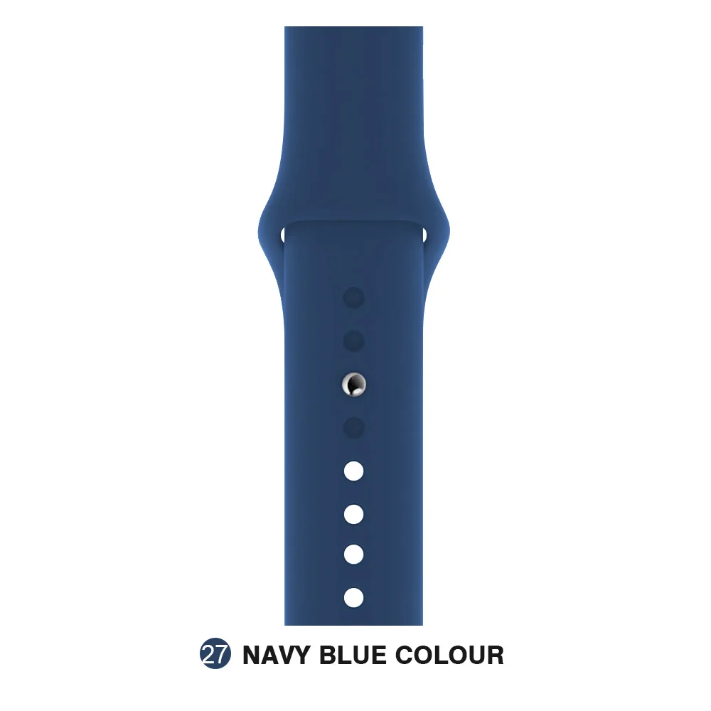 Мягкий силиконовый спортивный ремешок для Apple Watch 5 4 3 2 1 38 мм 42 мм, резиновый ремешок для часов Iwatch series 5 4 40 мм 44 мм - Цвет ремешка: navy blue