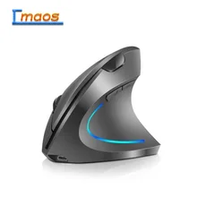 5d rosa ótico recarregável vertical sem fio do rato 2400 dpi usb do jogo do rato ergonômico com luz rgb para o jogador do rato