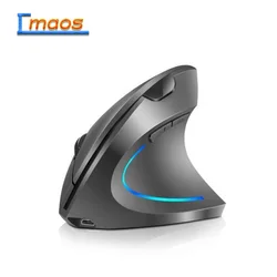 5d rosa ótico recarregável vertical sem fio do rato 2400 dpi usb do jogo do rato ergonômico com luz rgb para o jogador do rato