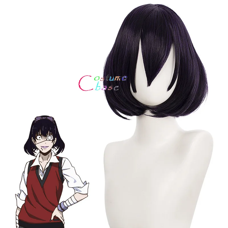 Ikishima Midari Kakegurui компульсирующий темно-фиолетовый короткий парик косплей