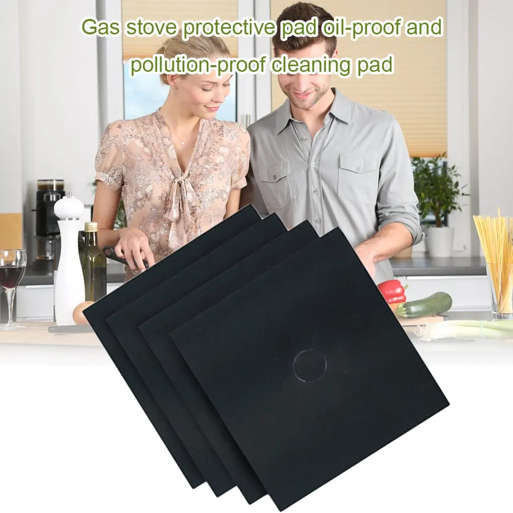 4pcs Stove Protector Cover Liner Non-Stick Aluminum Foil Dishwasher Safe Protective Foil Kitchen Accessories Dropshipping