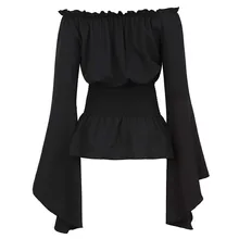 

Blouse Women Long Sleeve Renaissance Medieval Chemise Victorian Pirate Gothic Retro Peasant Wench Off Shoulder Shirt Top Costume