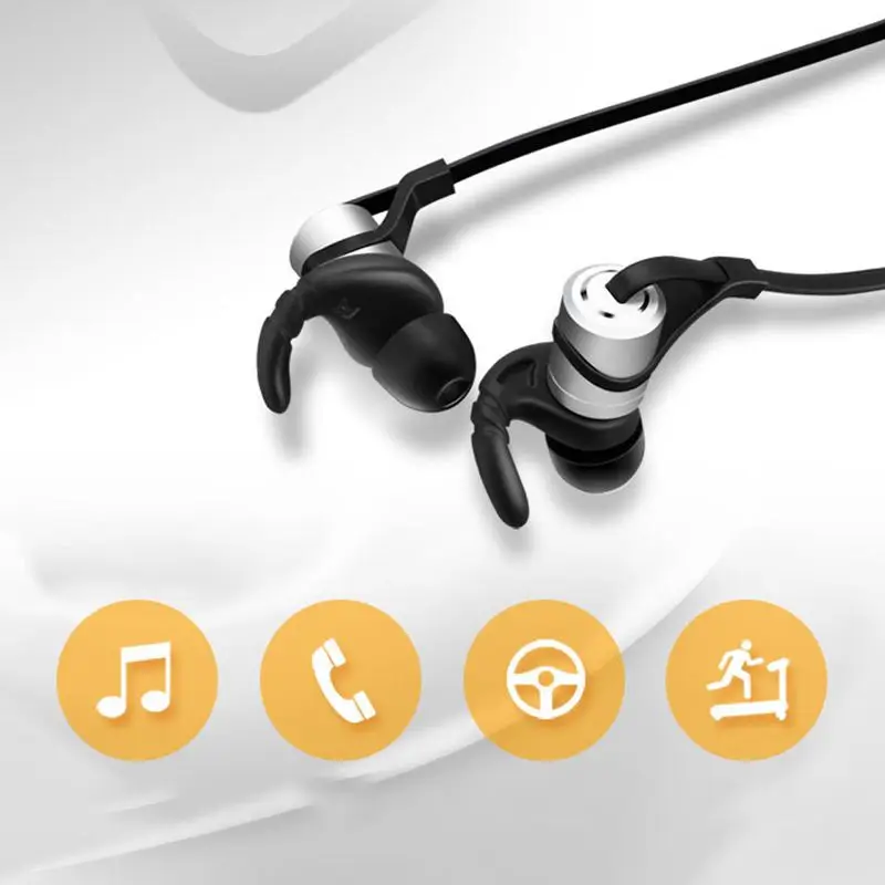 Спортивная bluetooth-гарнитура беспроводные наушники со встроенным микрофоном Влагозащищенные наушники для телефонов и музыки(серебристо-белый