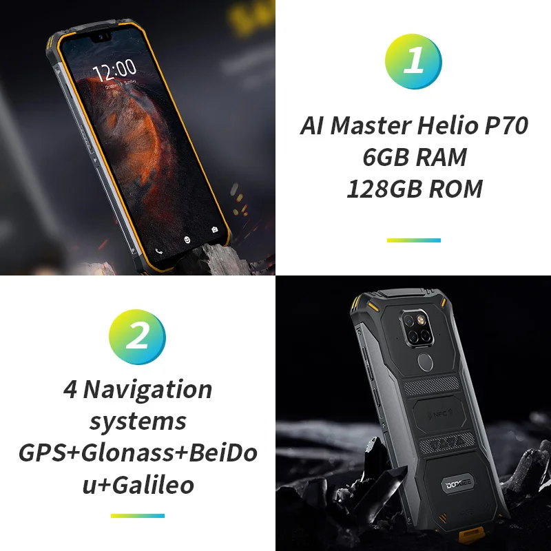 IP68 Doogee S68 Pro прочный телефон Helio P70 Восьмиядерный 6 ГБ 128 ГБ 21 Мп+ 8 Мп+ 8 Мп 5,8" ips дисплей 6300 мАч 12 В/2 а зарядка смартфон