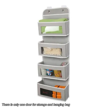 

Baby Nursery Over The Door Organizer Bathroom Hooks Clear Window Storage Bag Space Saving Non-woven With 4 Pockets For Pantry