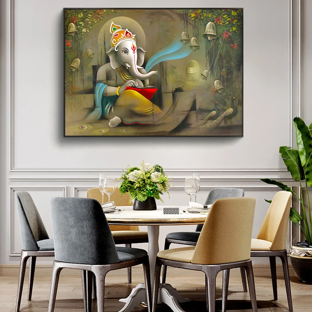 Tableau Ganesh mural gris