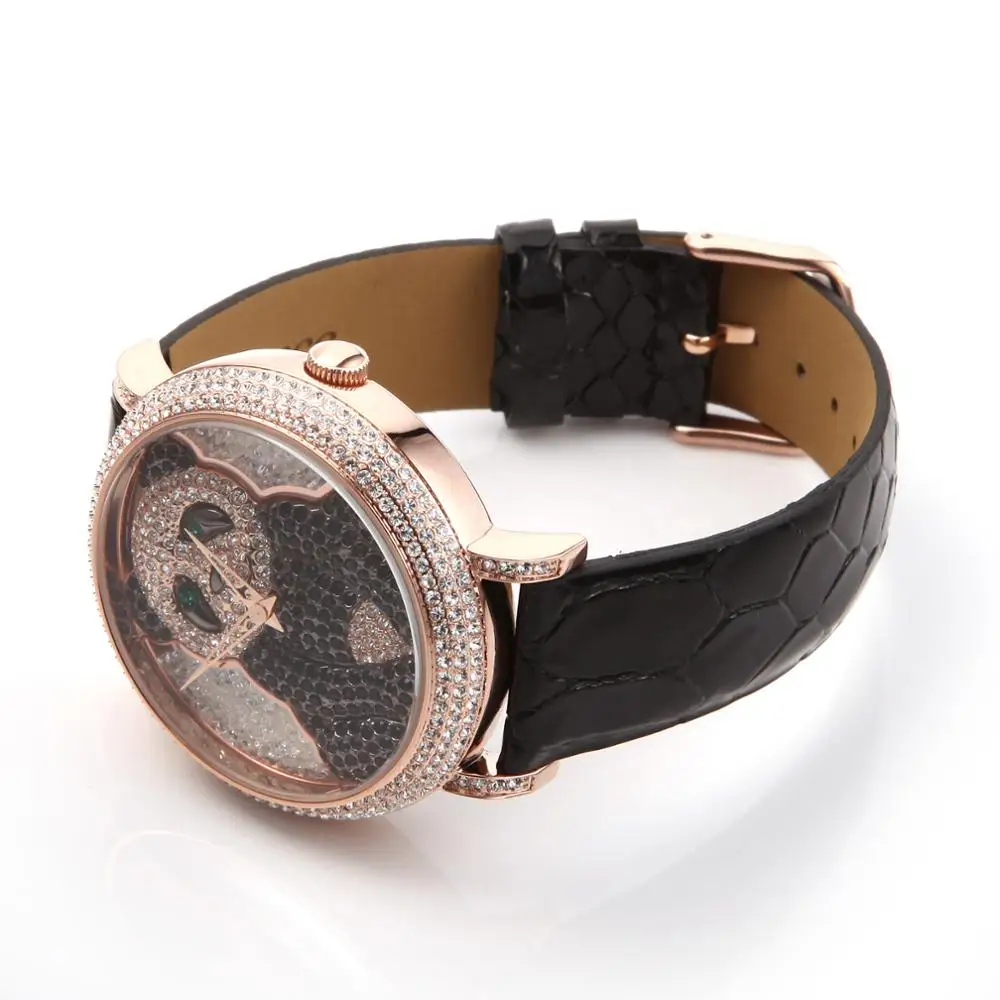 PB прекрасные часы с пандой для женские модные фиолетовые кристаллами лица