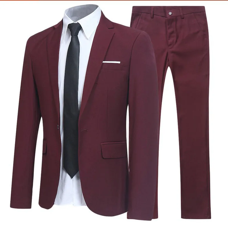 Тренд, двухсекционный костюм для мужчин, британский джентльмен, роскошные мужские костюмы, Свадебный комплект для жениха, винтажные классические пиджаки для мужчин - Цвет: Red
