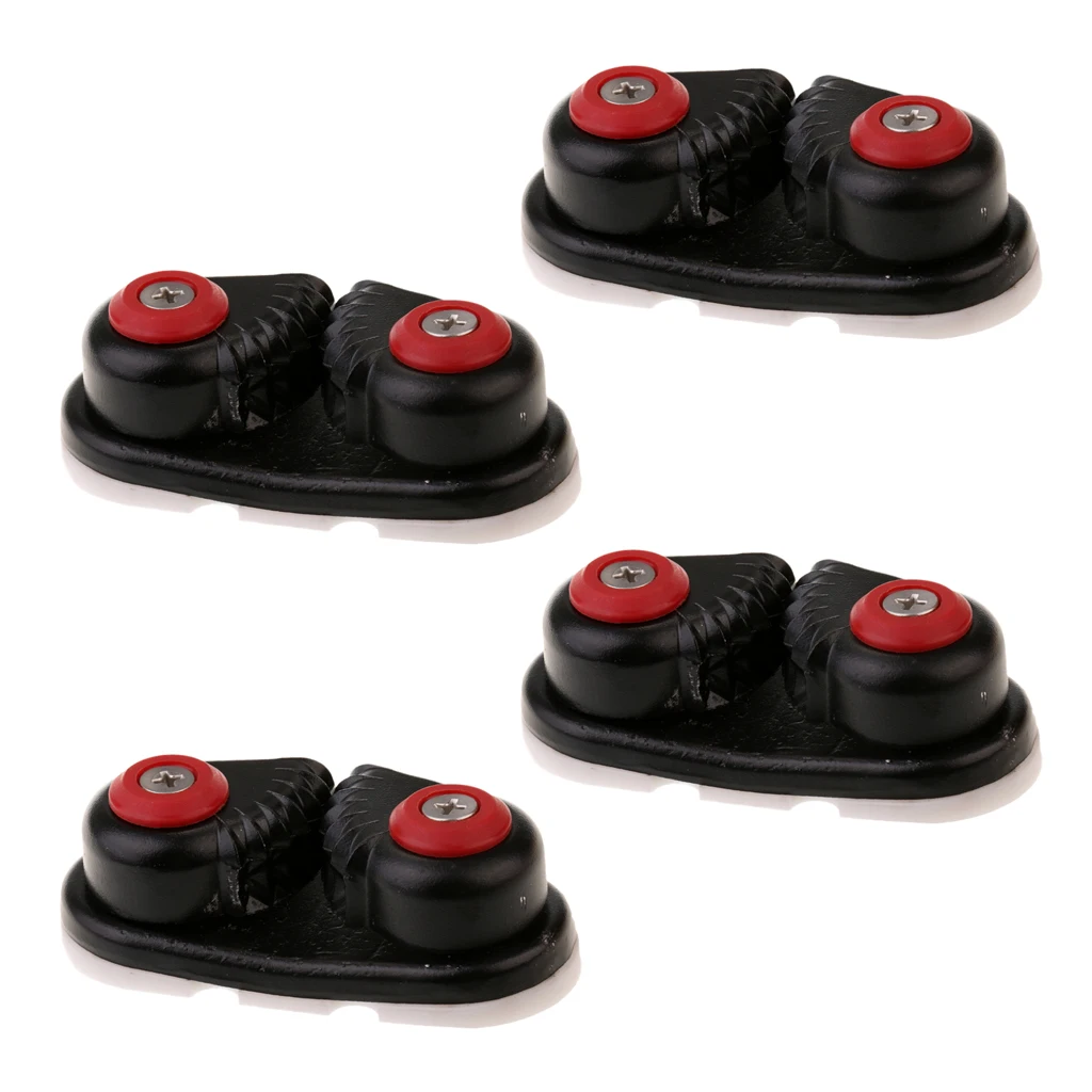 ABS Plastic 2 Row Ball Bearing Composite Cam Cleat - 4 Pieces, Black