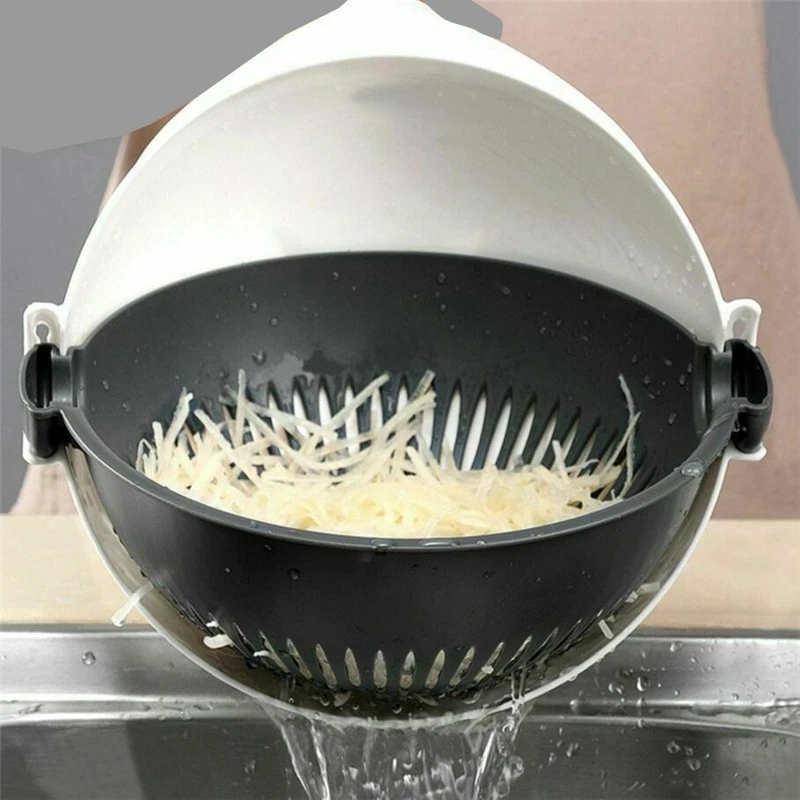 Magic Rotate the Vegetable Cutter with Drain Basket Multi-Functional Kitchen Veggie Fruit Shredder Grater Slicer