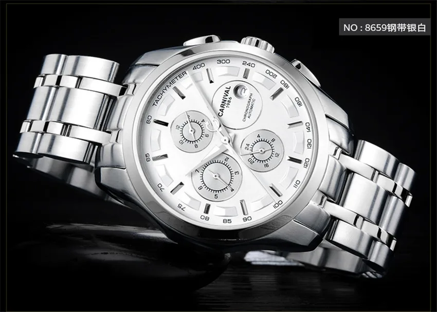 Автоматические механические часы для мужчин, швейцарские карнавальные Роскошные брендовые наручные часы, модные спортивные мужские часы с кожаным ремешком