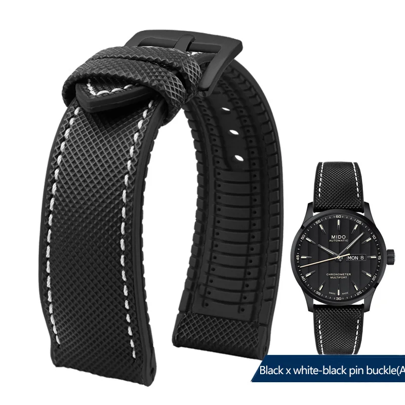 thumbnail image 1 of Correa de reloj de lona impermeable de caucho y silicona para deportes al aire libre de 19, 20, 21 y 22 mm de la serie Citizen Helmsman/Commander, 1 of 5