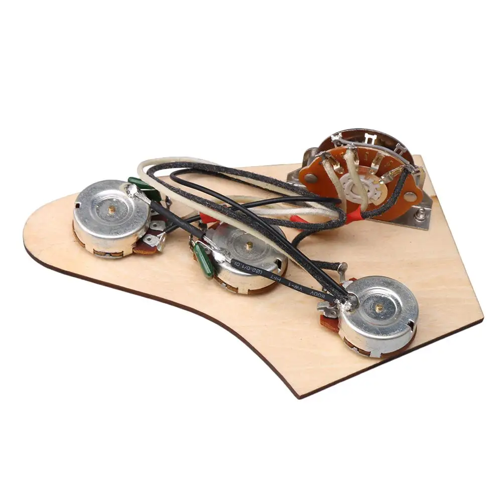 Pré-fio para Guitarra Potes com Botão Amarelo e Tampa Kit de Cablagem Interruptor de Alternância de 5 Vias Volume Tons A250k 1 B250k 2 - Image 3