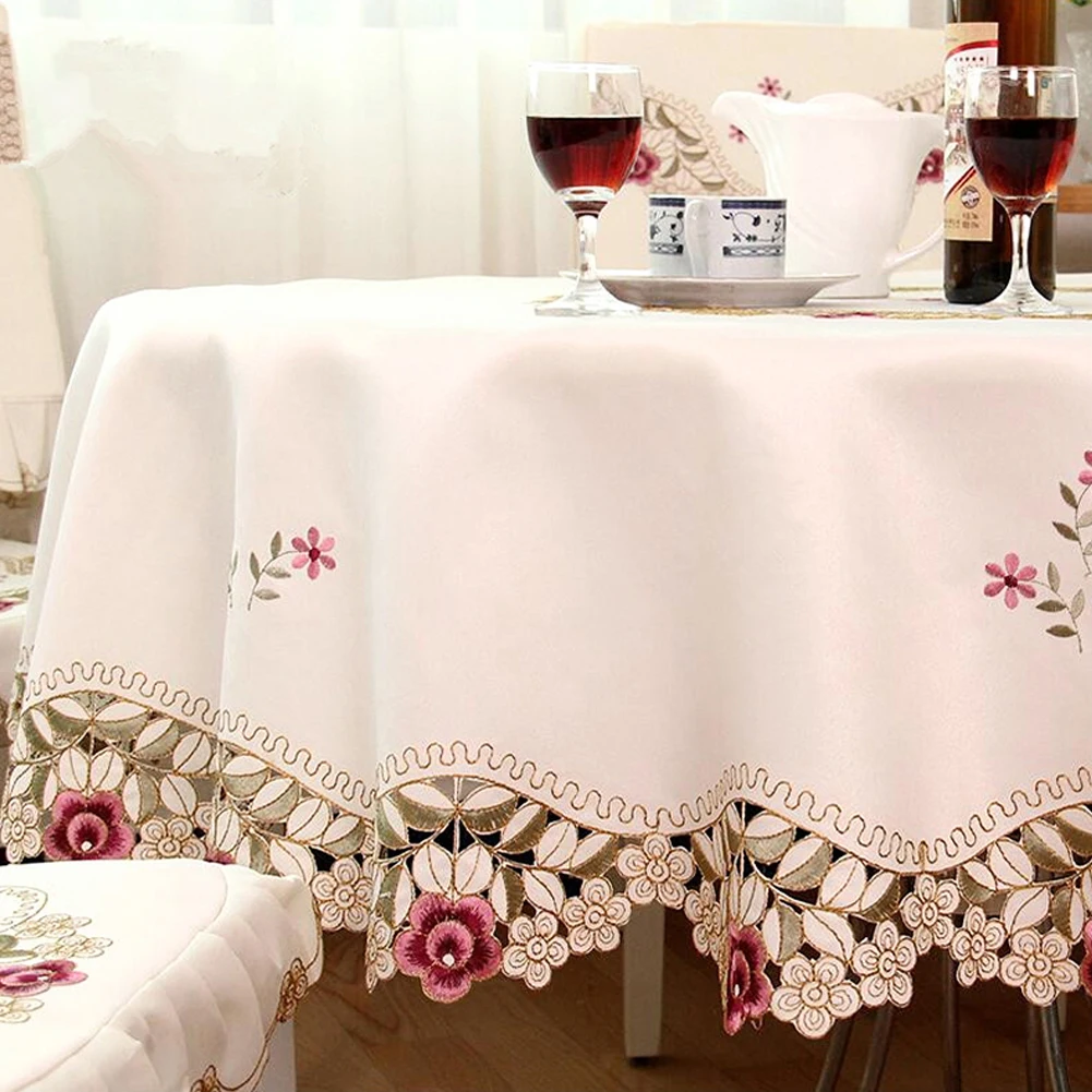 Rose Round Tablecloth Beige Embroidered Tablecloths Tablecloth Home Kitchen Supplies Table Decoration Home Textile Table Cloth