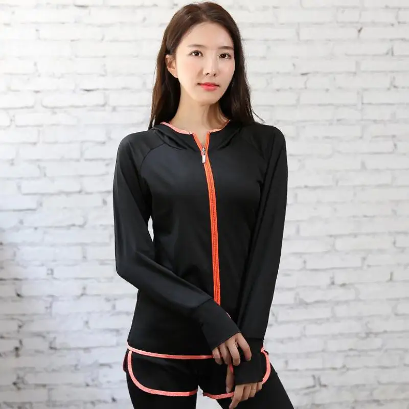 

Korean Style Women With Thumb Hole Running Jackets Breathable Quick Dry Anti Sweat Solid Color Yoga Sports Workout Jogging Tops