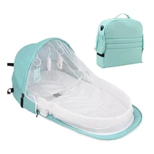 Best Price Portable Bed Foldable Baby Bed Travel Sun Protection Mosquito Net Breathable Soft Cribs Infant Sleeping Basket With Rattles Toys