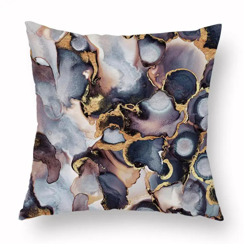 Scandinavian Style Creative Geometric Pattern Cushion Personality Marble Printed Pillow Watercolor Landscape Painting For Home