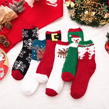 

2020 Christmas Socks Women Santa Claus Christmas Tree Elk Snow Cotton Print Socks Men Harajuku New Year Sokken Christmas Gift