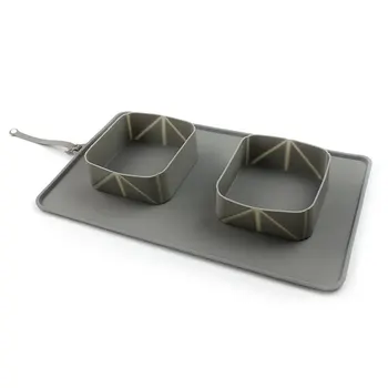 

Pet Bowl Silicone Folding Pet Bowl Non-Slip Dog Double Bowl Velvet Bag Dog Bowl Outdoor Pet Portable Dog Food Bowl