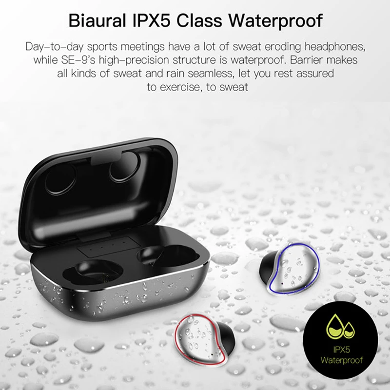 CLAITE SE-9 bluetooth 5,0 наушники беспроводные TWS бинауральные HiFi Handsfree Touch Водонепроницаемая гарнитура для Xiaomi