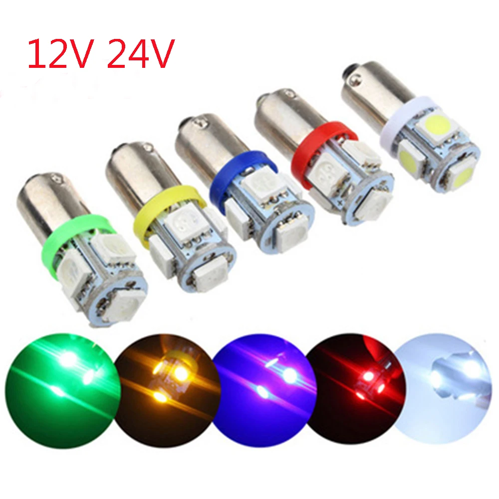 

10PCS BA9S Car LED Light T4W T11 5050 5 SMD Interior Bulbs DC 12V 24V Super Bright License Plate Lamp Auto Lighting White