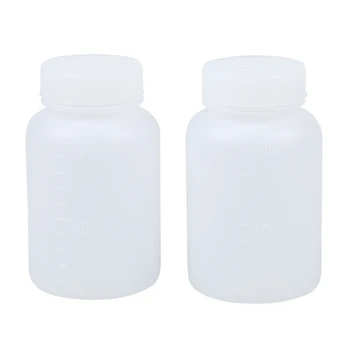 

2 Pcs Laboratory Double Cap Leakproof Plastic Widemouth Bottle White 100mL