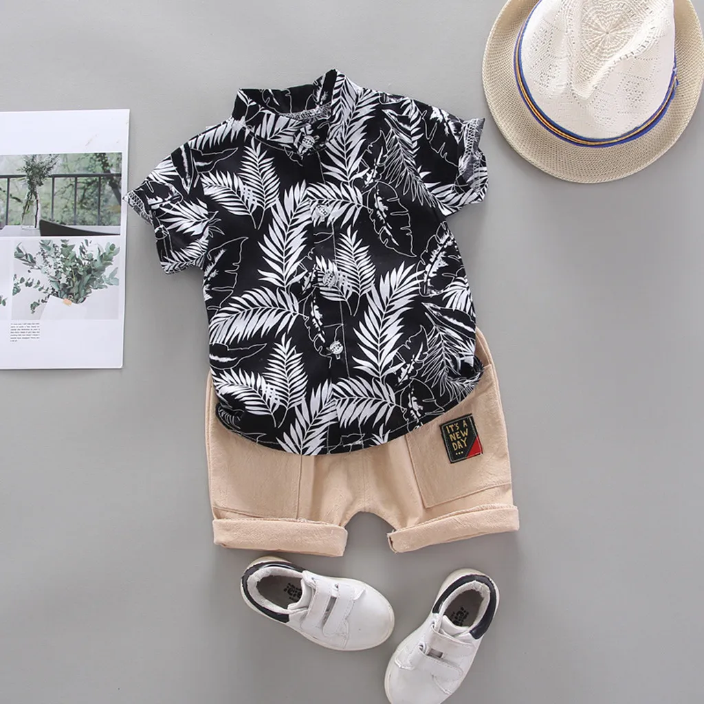 Uds recién nacido ropa de bebé niño Verano de impresión de algodón de manga corta Camiseta pantalones cortos Pantalones Bebé 6m-3y Ropa Juegos para niños pequeños