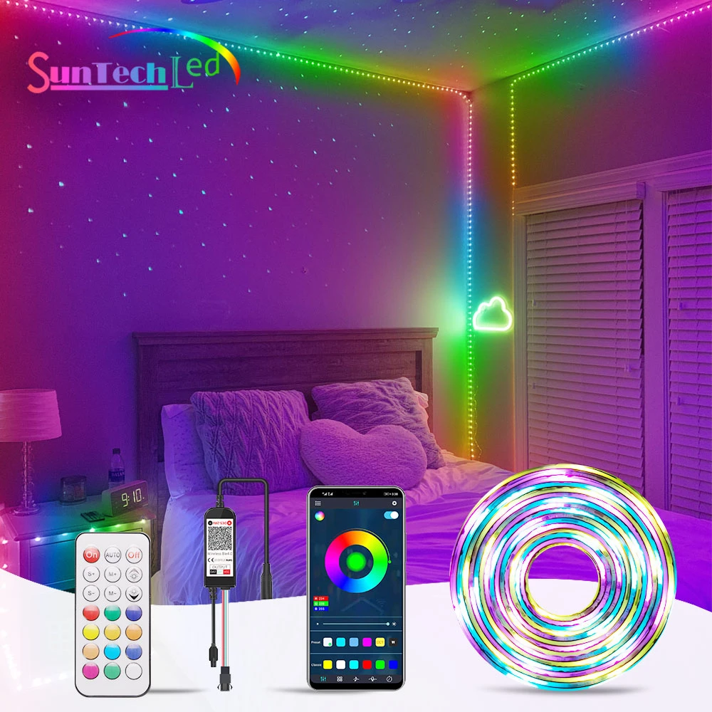 Suntech WS2811 Led Strip Verlichting, Dreamcolor Led Verlichting Met App Controle, Regenboog Effect Licht Slaapkamer, keuken, Party|LED-strips| - AliExpress