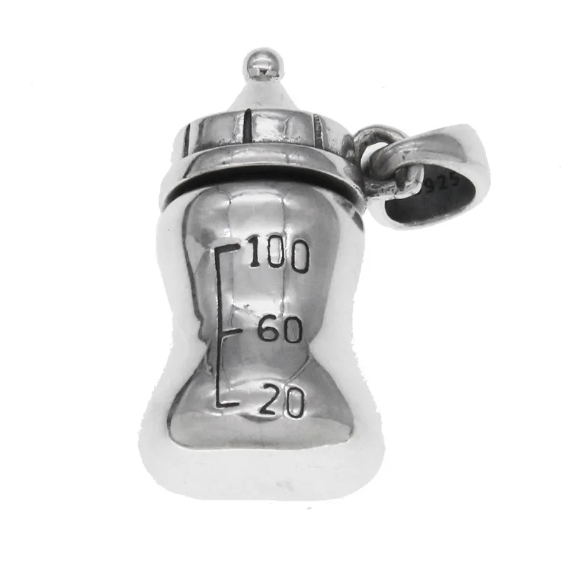 

new S925 sterling silver glossy nipple bottle pendant female cute personality Gawu box can be unscrewed thermos pendant