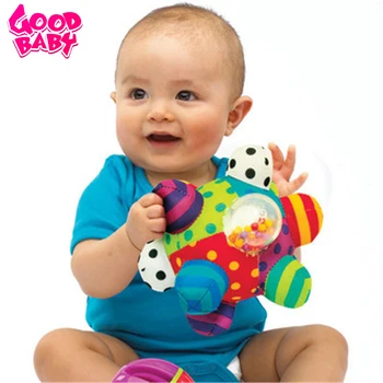 

4 inch Soft Baby Toys Children Colorful Sensory Crawling Hand Grasp Multicolored Toys Sound Ball Bell Learning Educational Toy