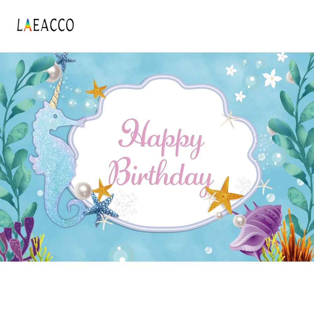 Laeacco Underwater Portrait Photography Backgrounds Customized Baby Birthday Seabed Vinyl Photographic Backdrop for Photo Studio |