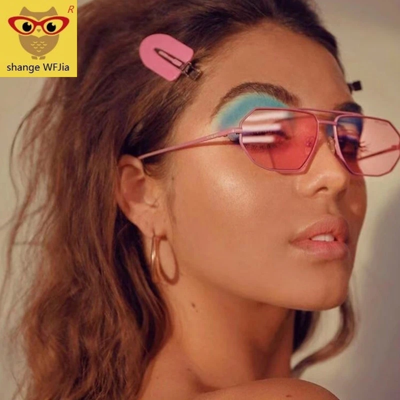 

New Irregular Sunglasses Gradient Alloy Frame Brand Glasses Designer Fashion Tone Sunglasses
