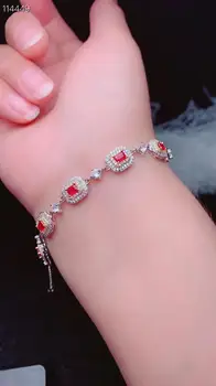 

Wedding Bracelet Natural And Real Ruby bangle Bracelet Solid S925 Sterling Silver For Women Color GemFine Jewelry