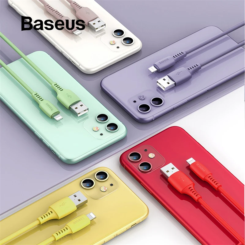 Baseus 2.4A Быстрый зарядный кабель USB для iPhone кабель для iPhone 11 X XS 8 8 Plus USB мягкий кабель для передачи данных