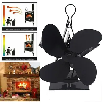 

2019 New 4 Vane Eco Friendly Heat Powered Log Burner Fireplace Stove Top Star Stove Fan