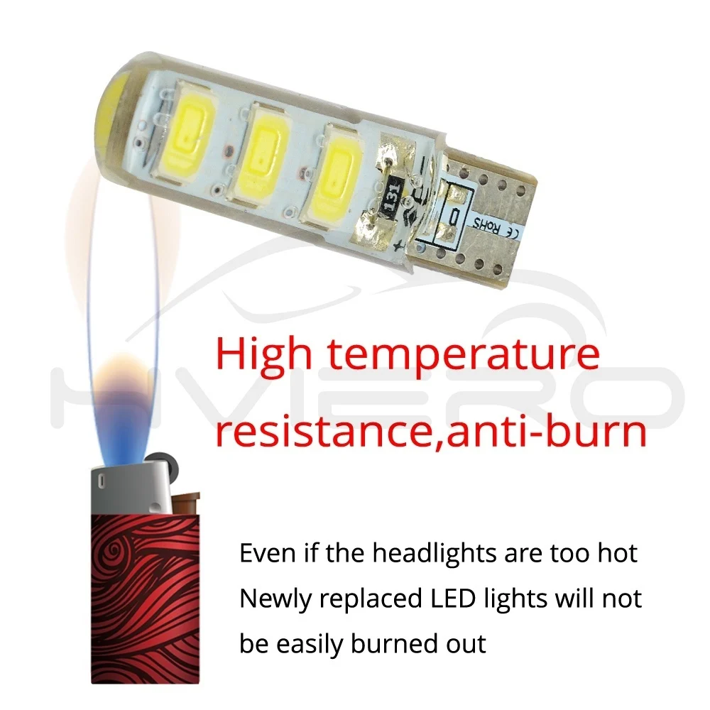 Hviero Car LED T10 510 W5W DC 12V Canbus 6SMD Silicone shell LED Tail Lights Bulb No Error Led Parking Fog light Auto Car Wedge Lamp