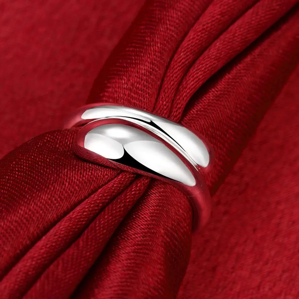 Женское и мужское кольцо с двойной круглой головкой SMTR012|silver plated rings|finger ringfashion rings