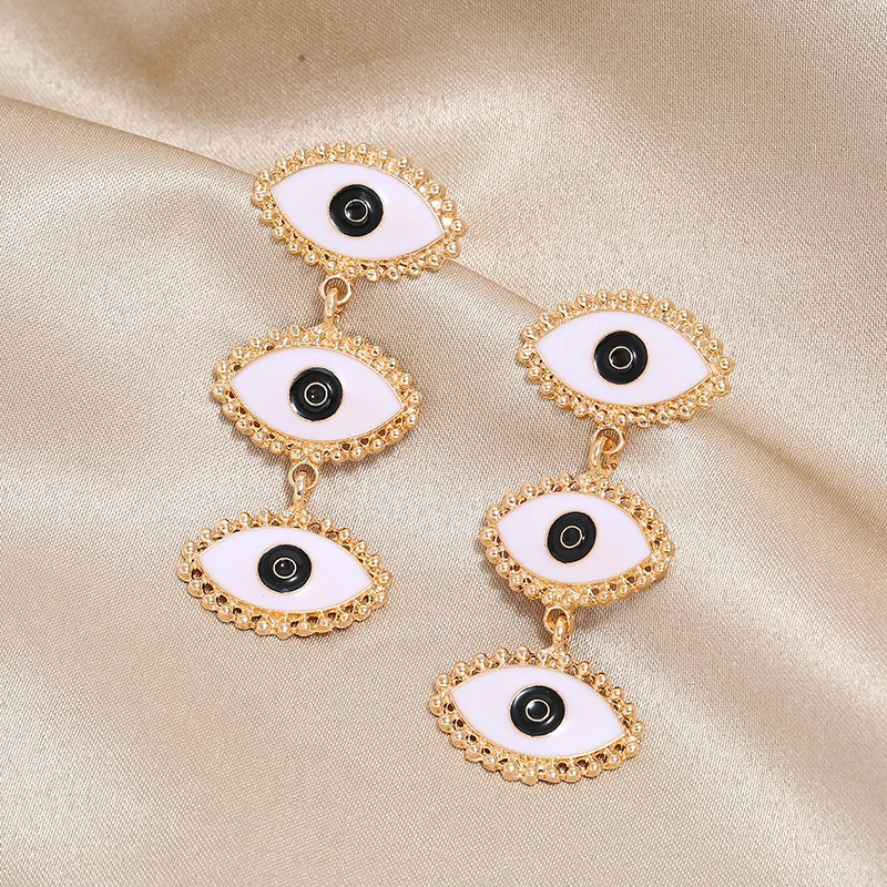 

Exaggerated big brand devil's eye Earrings alloy painting oil Turkish blue eye Earrings female