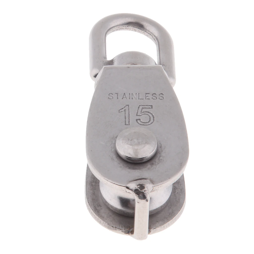 M15 M32 Single Pulley Sheave Block Swivel Eye - 304 Stainless Steel Hardware