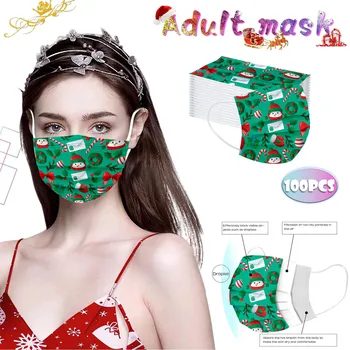 

Christmas Printed 100 Pc Disposable Face Mask Adult Mask Disposable Masks Mascarillas Adulte Masque Desechable Faster Delivery