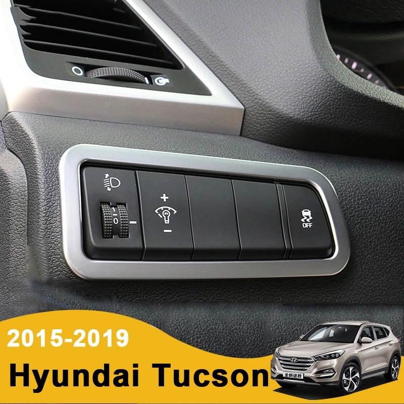 

Для Hyundai Tucson 2015 2016 2017 2018 ABS хромированный переключатель для автомобильной фары, кнопка освещения, крышка рамы, внутренняя отделка, 1 шт.