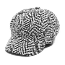 Британский стиль, берет, шерстяная шапка, Осень-зима, в клетку, Ретро стиль, для художника, шапочка, модная, модная, свободная, простая, внешний вид